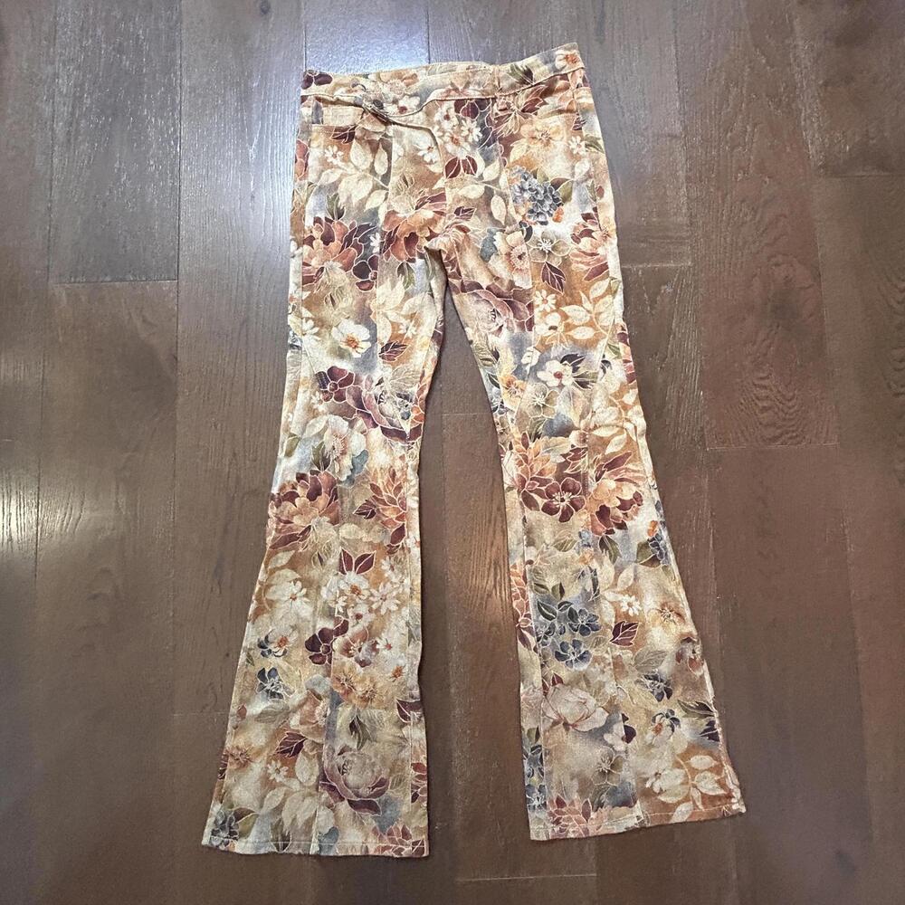 Musera Floral Patterned Flare Pants Size 29 70's Style 100% Cotton